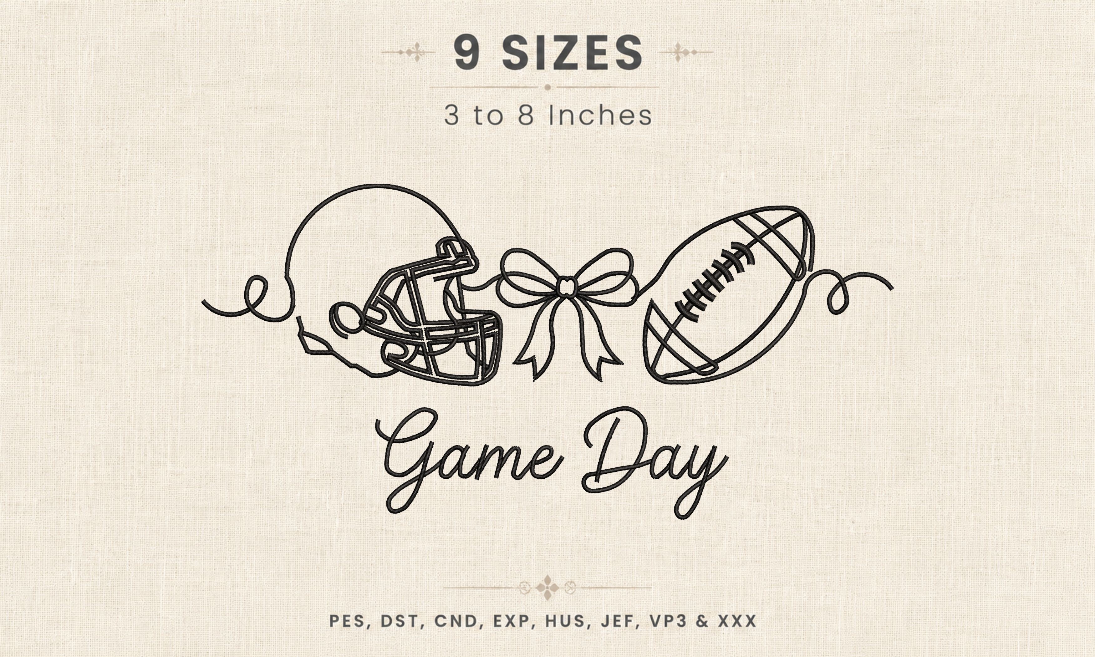 Game Day Bow Embroidery DST PES File