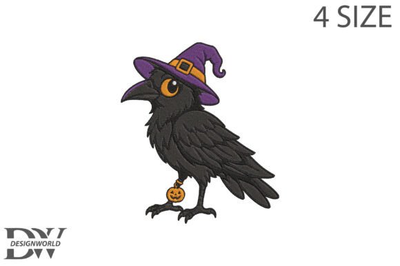 Halloween Crow Embroidery Design