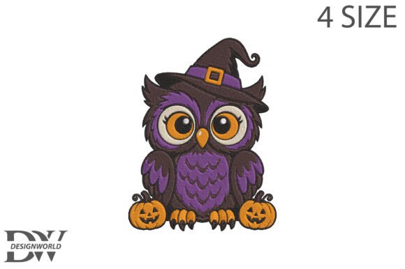 Halloween Owl Embroidery Design
