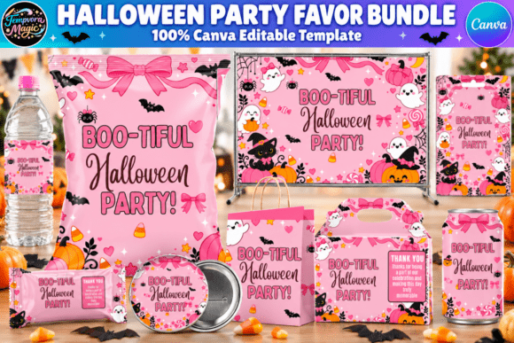 Halloween Party Favor Canva Template