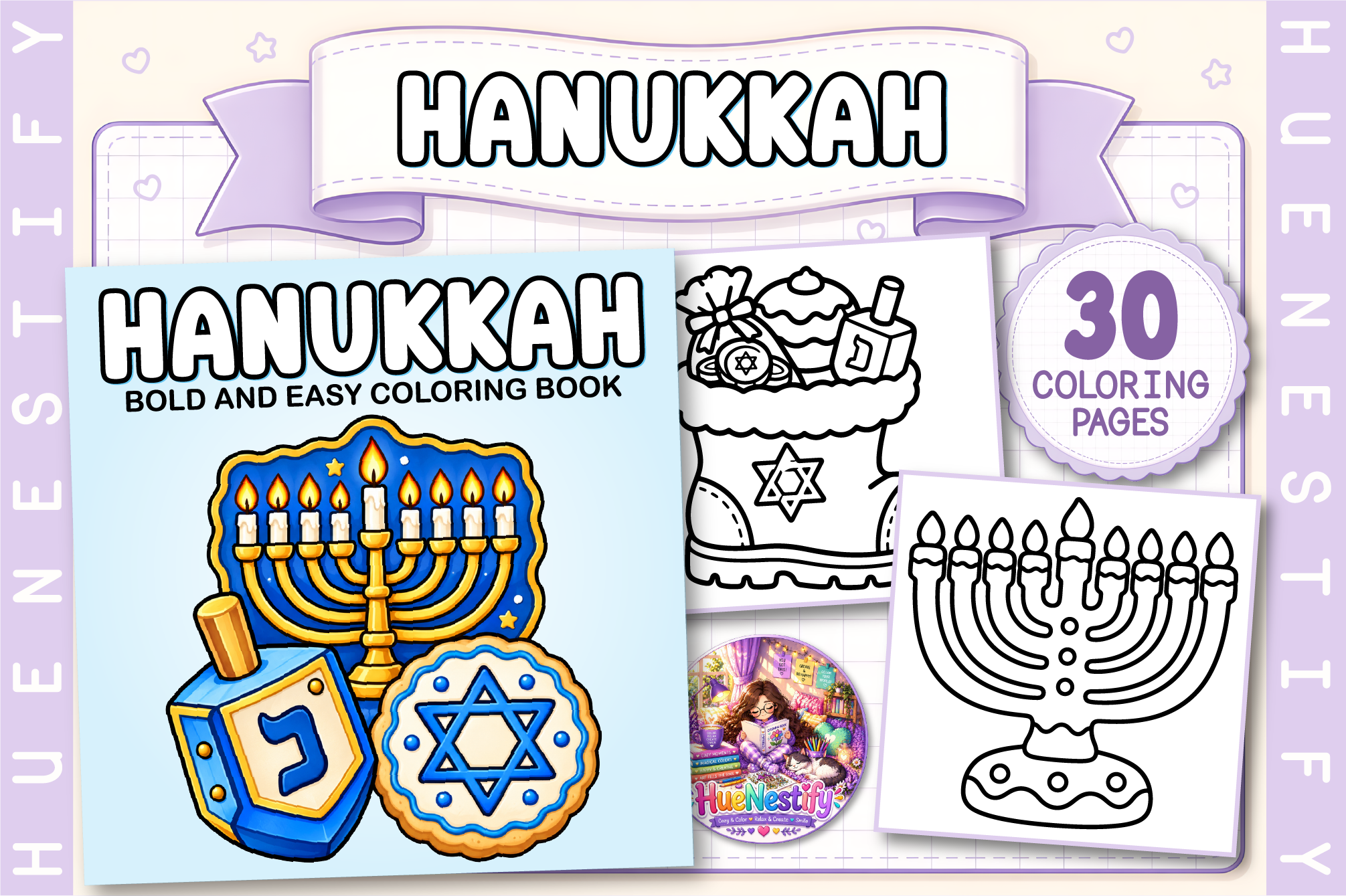 Hanukkah Bold and Easy Coloring Book