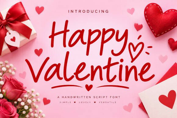 Happy Valentine Handwritten Script Font - Lettering Fonts