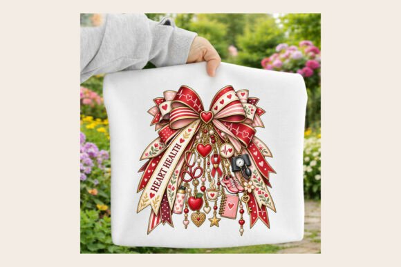 Heart Health Charm Bow PNG