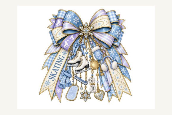 Icy Skating Charm Bow PNG