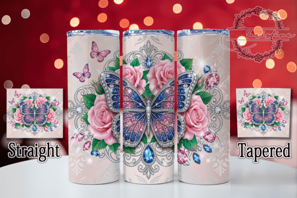 Jeweled Butterfly Rose 20oz Tumbler