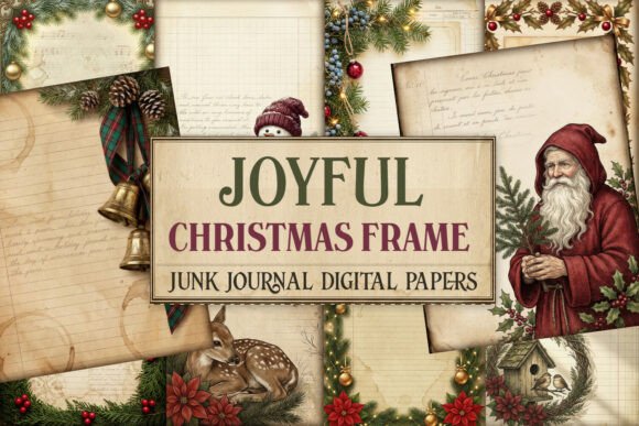 Joyful Christmas Frame Junk Journal Page