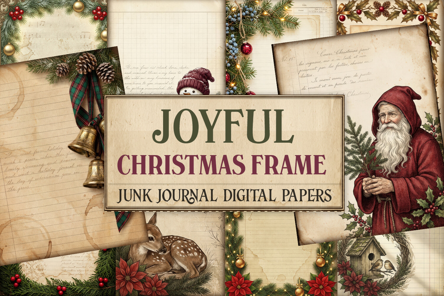 Joyful Christmas Frame Junk Journal Page
