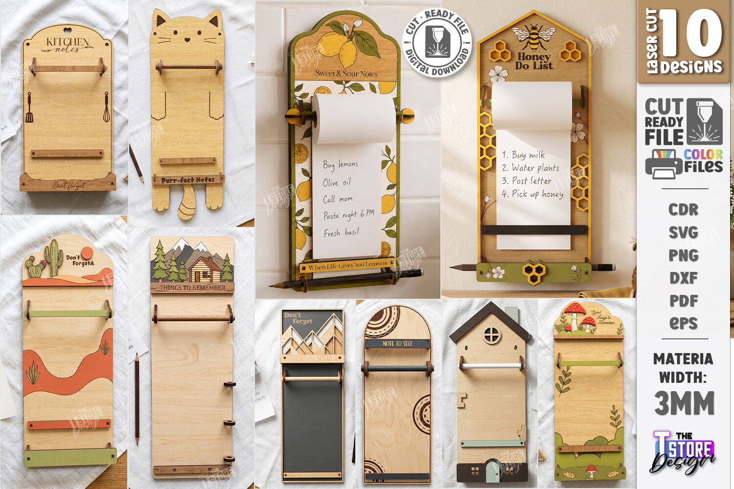 Kitchen Note Holder Laser Cut Bundle laser cut file