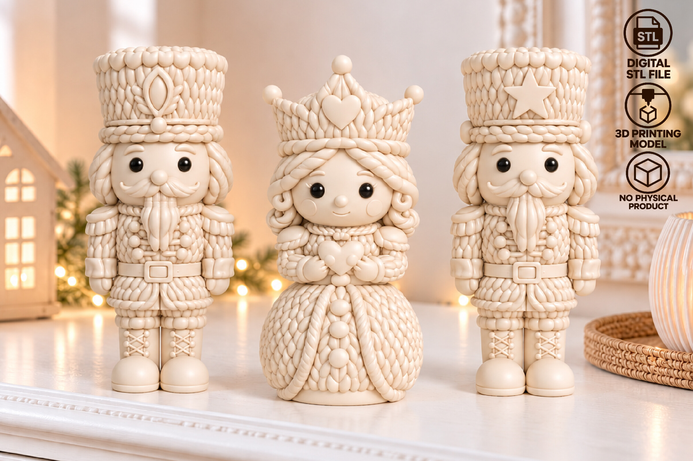 Knitted Nutcracker Christmas Decor STL – 3D Printable Holiday Figurine Set - Image 4