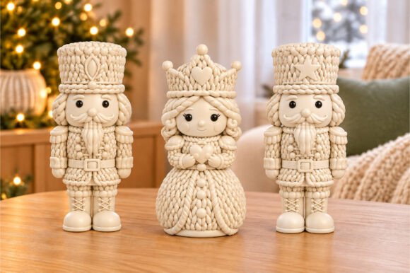 Knitted Nutcracker Christmas Decor STL – 3D Printable Holiday Figurine Set - Image 3