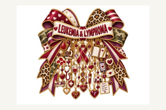 Leukemia Lymphoma Charm Bow PNG