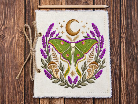 Luna Moth Embroidery Design, 4 Size