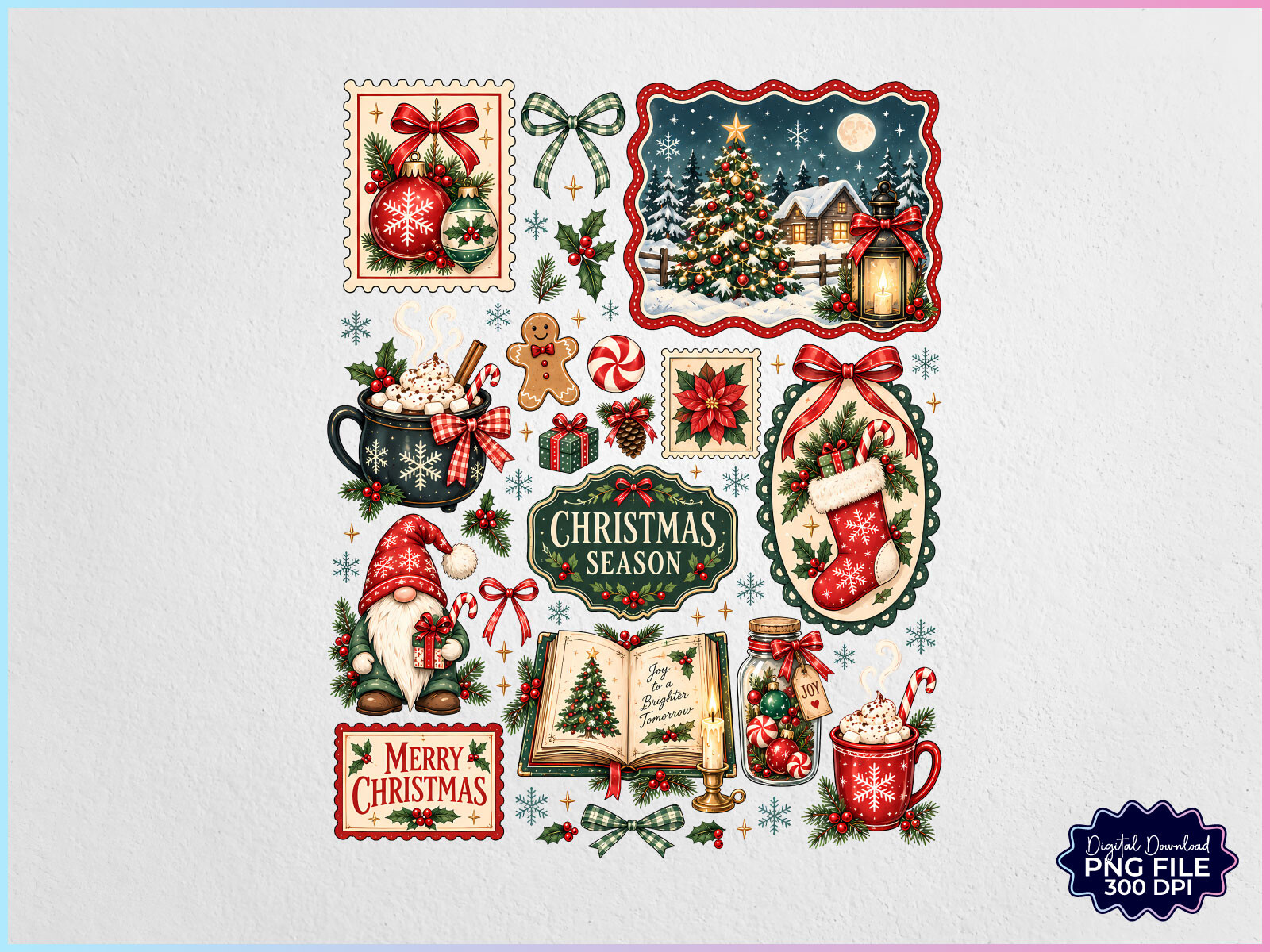 Merry Christmas Stamp Coquette PNG