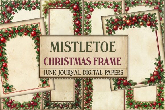 Mistletoe Christmas Frame Junk Journal