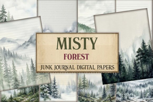 Misty Forest Junk Journal Pages - Rustic