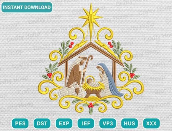 Nativity Christmas Embroidery Design