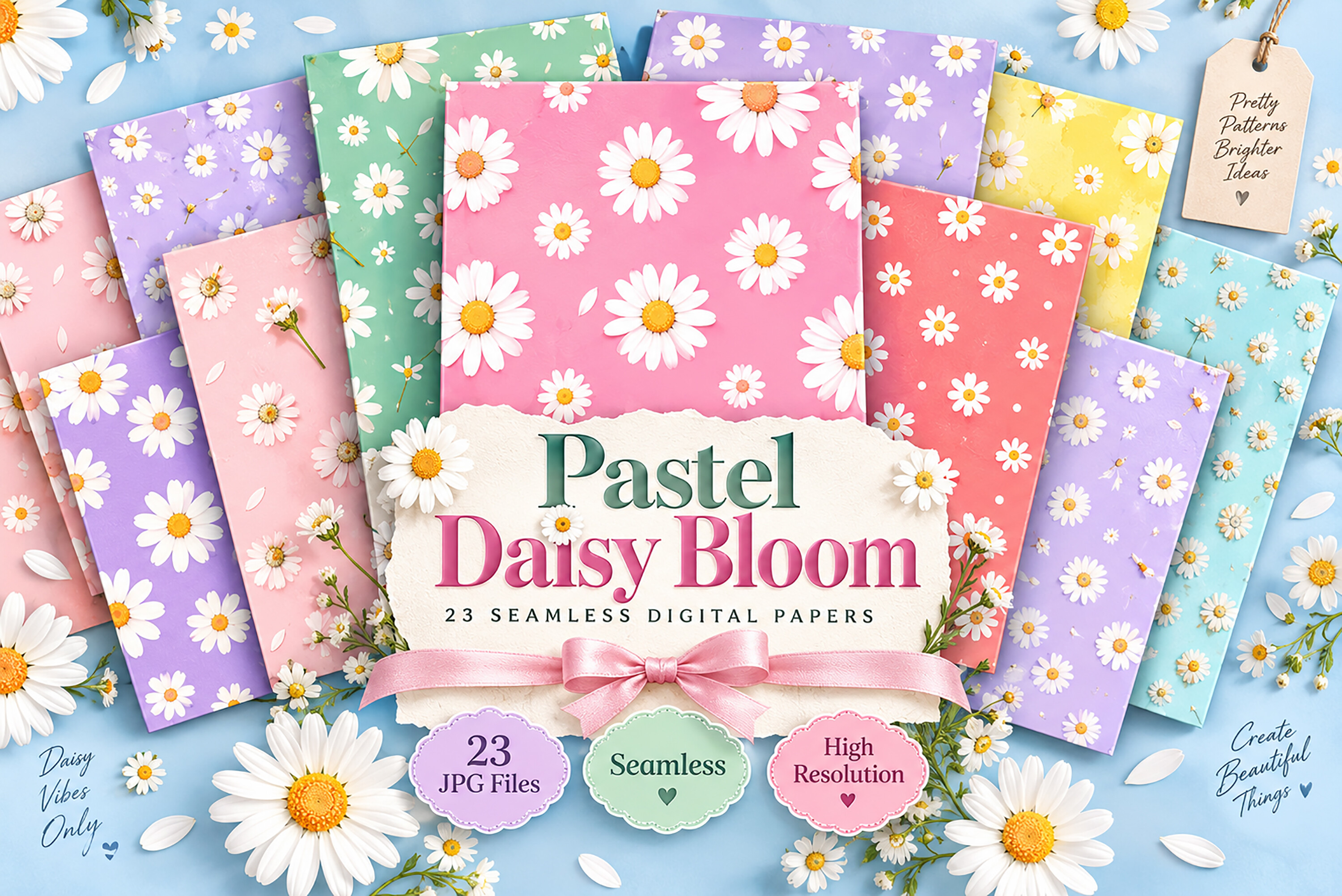 Pastel Daisy Bloom Digital Seamless