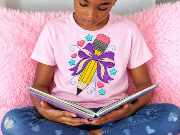 Pencil Bow Embroidery , Back to School