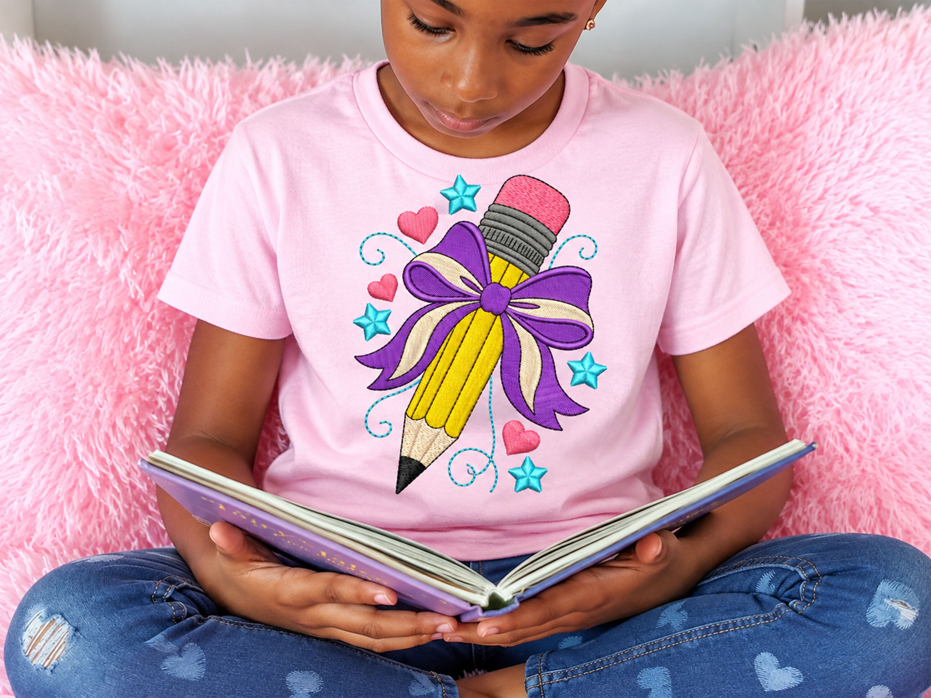 Pencil Bow Embroidery , Back to School