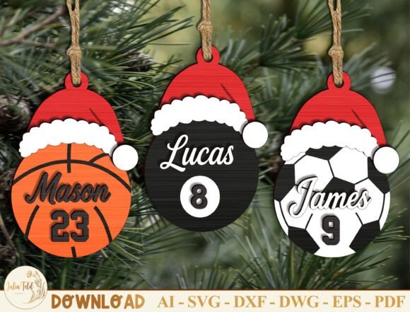 Personalized Sports Xmas Ornament Svg