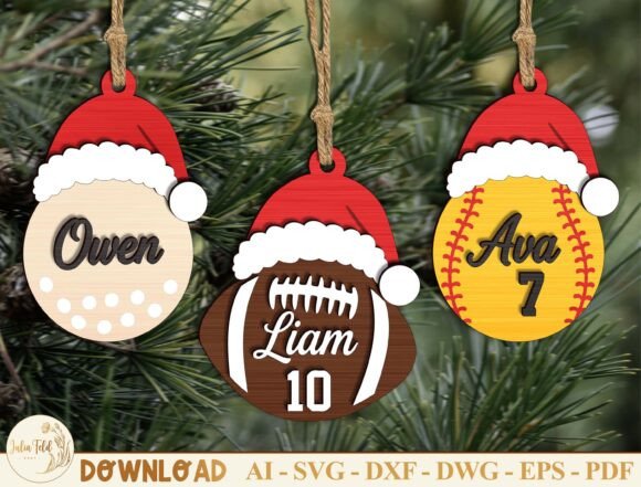 Personalized Xmas Sports Ornament SVG