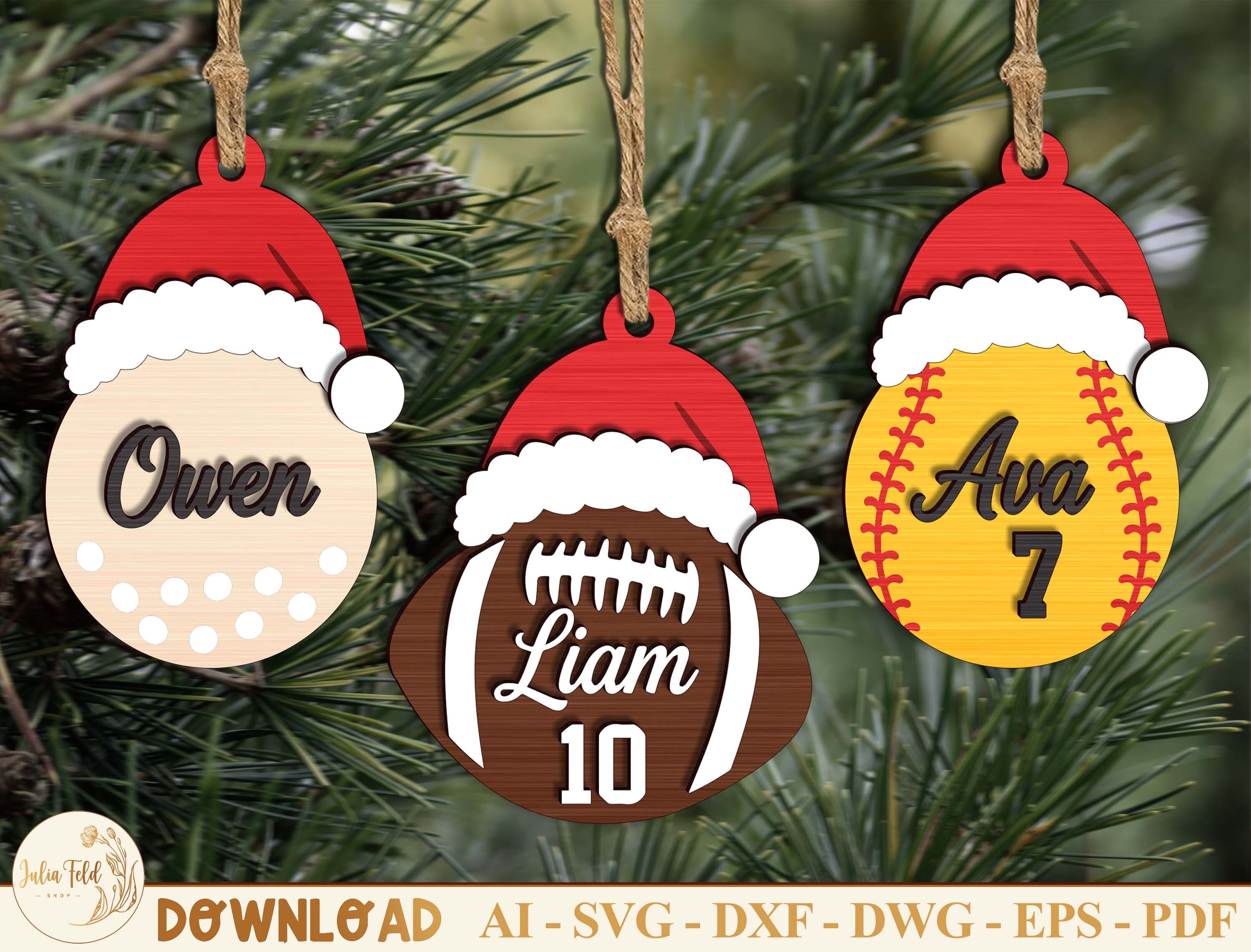 Personalized Xmas Sports Ornament SVG