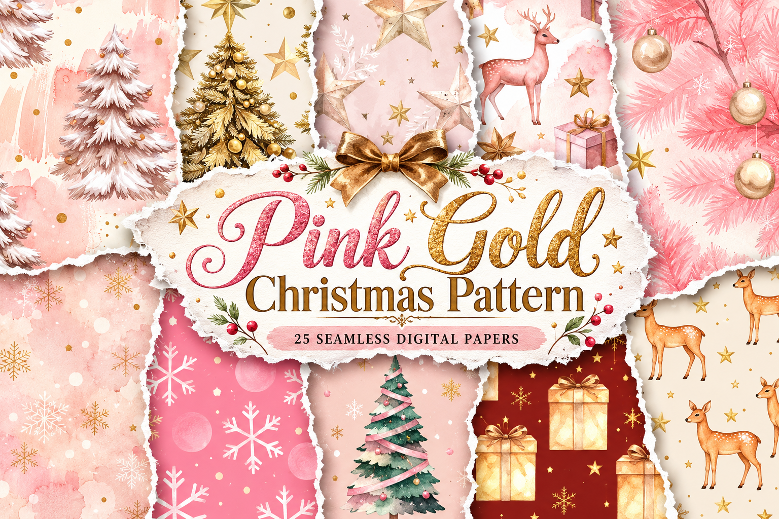 Pink Gold Christmas Pattern