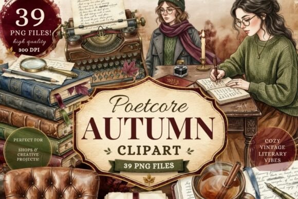 Poetcore Autumn Clipart | 39 Vintage