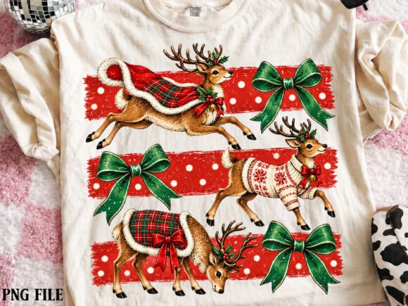 Retro Christmas Reindeer PNG