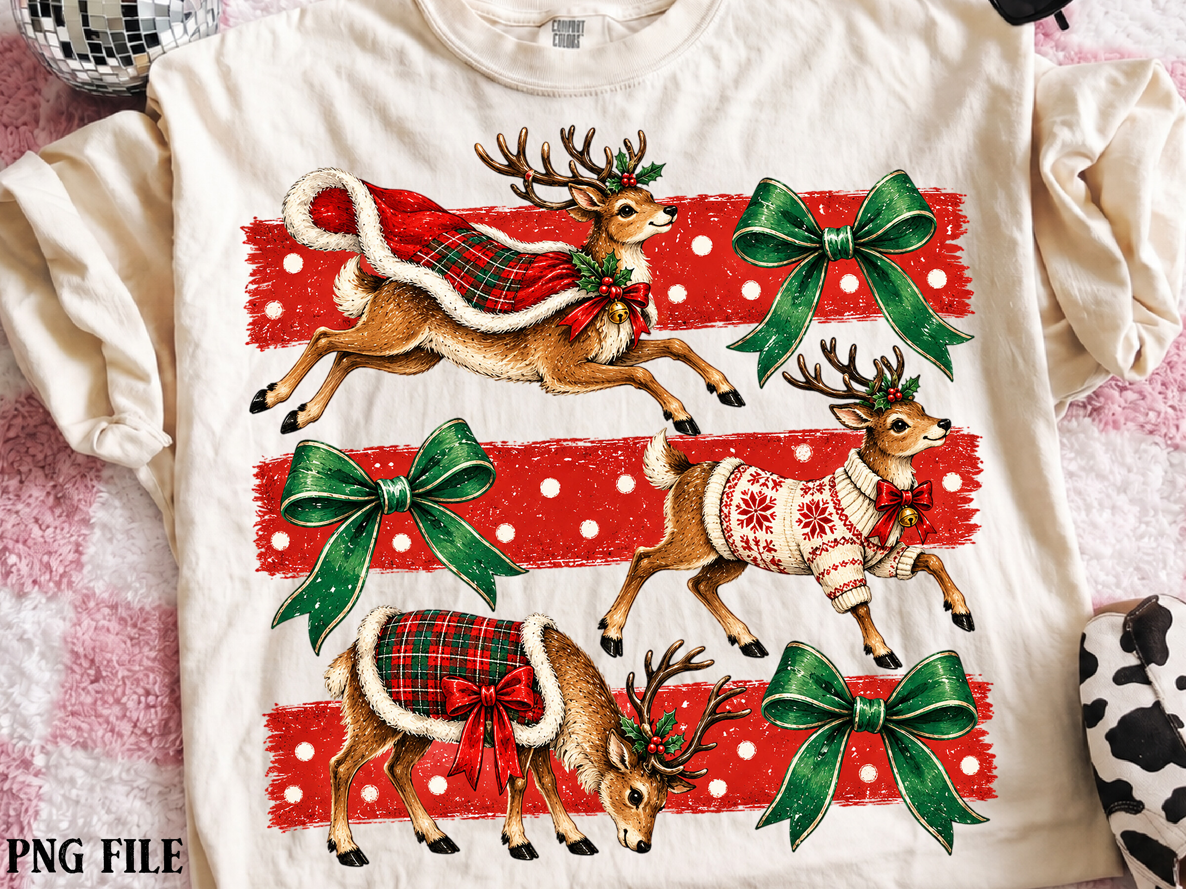 Retro Christmas Reindeer PNG
