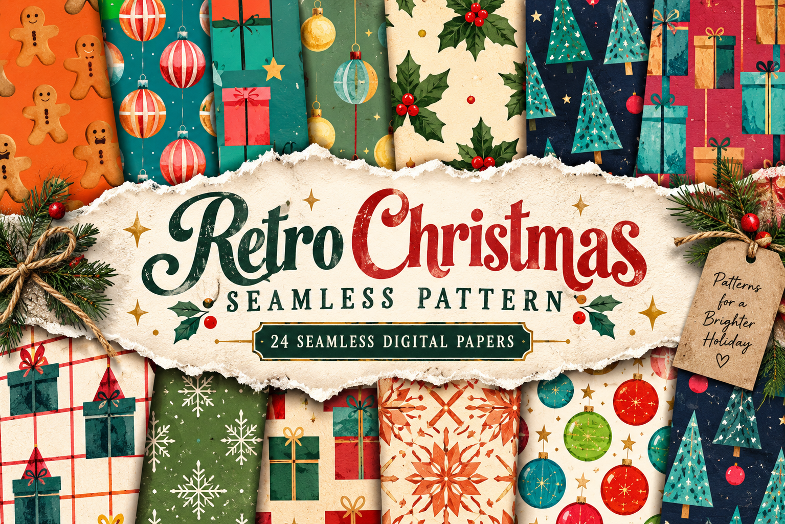 Retro Christmas Seamless Pattern