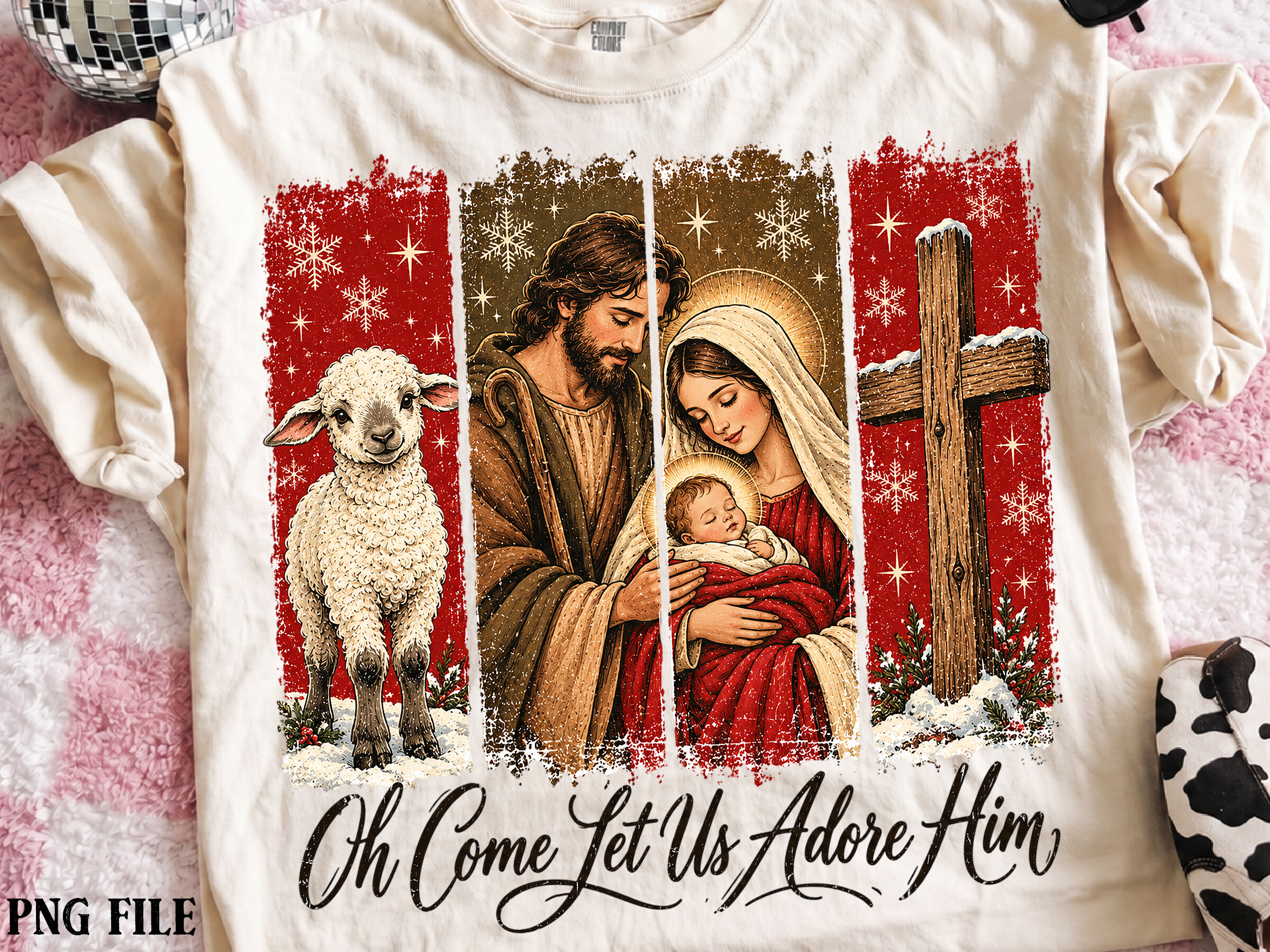Retro Jesus Christmas Png