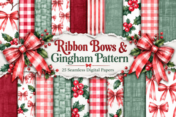 Ribbon Bows & Gingham Pattern