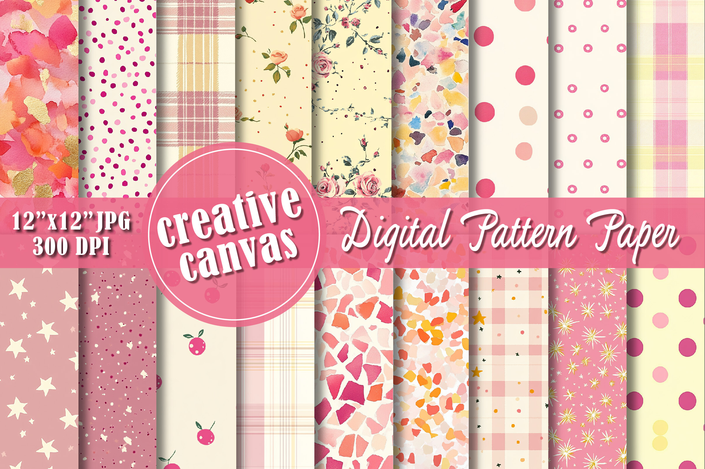 Romantic Pink Watercolor Digital Paper