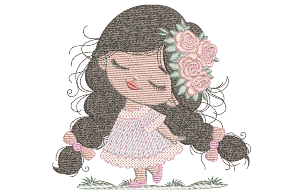 Rose Girl Embroidery Design