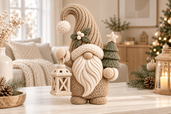 Knitted Christmas Gnome with Lantern STL – 3D Printable Nordic Holiday Decor - Image 1