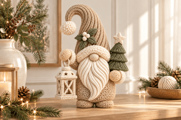 Knitted Christmas Gnome with Lantern STL – 3D Printable Nordic Holiday Decor - Image 3