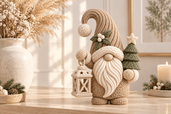 Knitted Christmas Gnome with Lantern STL – 3D Printable Nordic Holiday Decor - Image 4