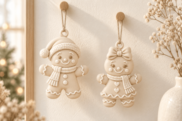 Knitted Gingerbread Ornament STL Set - Christmas 3D Print Files (Boy & Girl) - Image 2