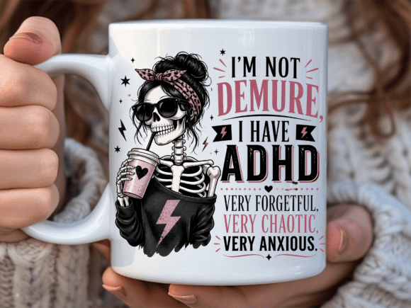 Sarcastic ADHD Skeleton Coffee Mug Wrap