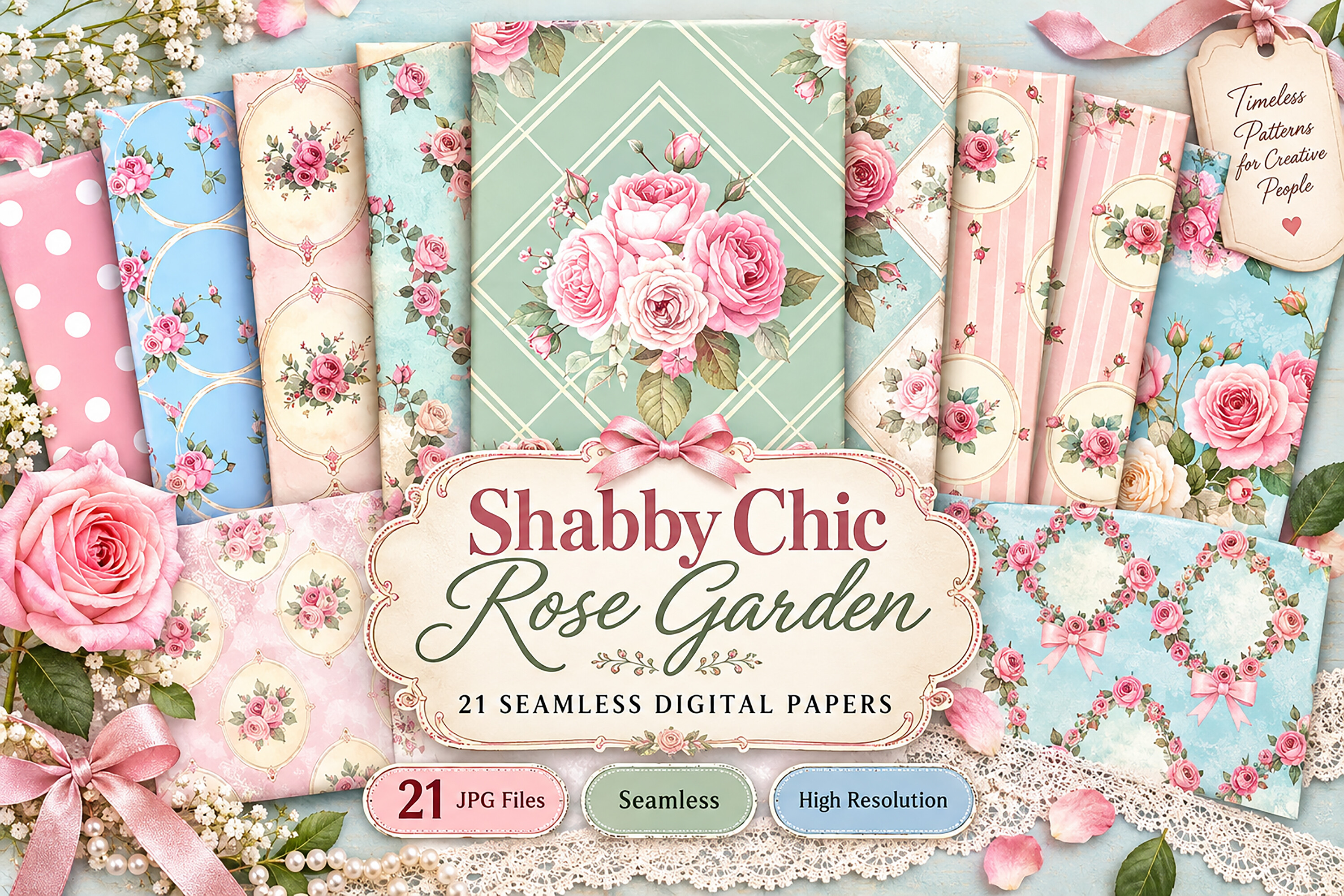 Shabby Chic Rose Garden Seamless