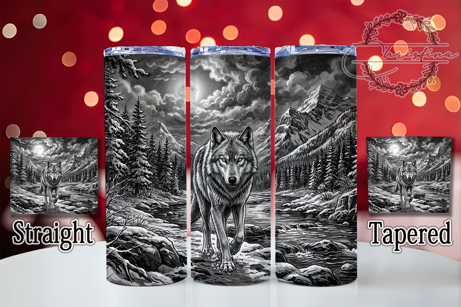 Silver Wolf Blue Eyes 20oz Tumbler