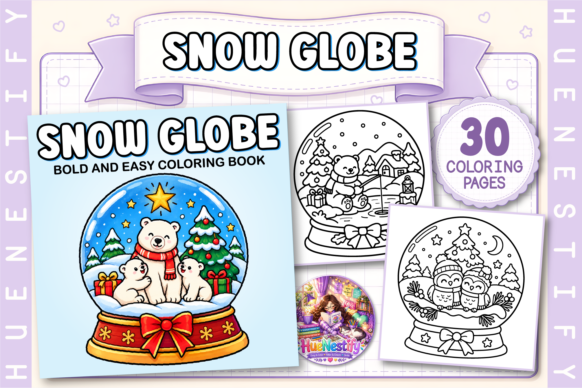 Snow Globe Bold and Easy Coloring Book