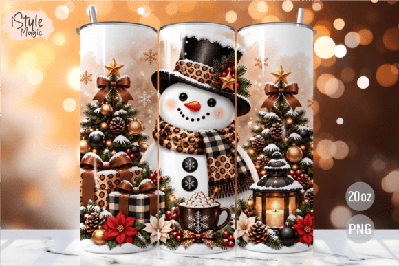 Snowman Christmas 20oz Tumbler Wrap PNG