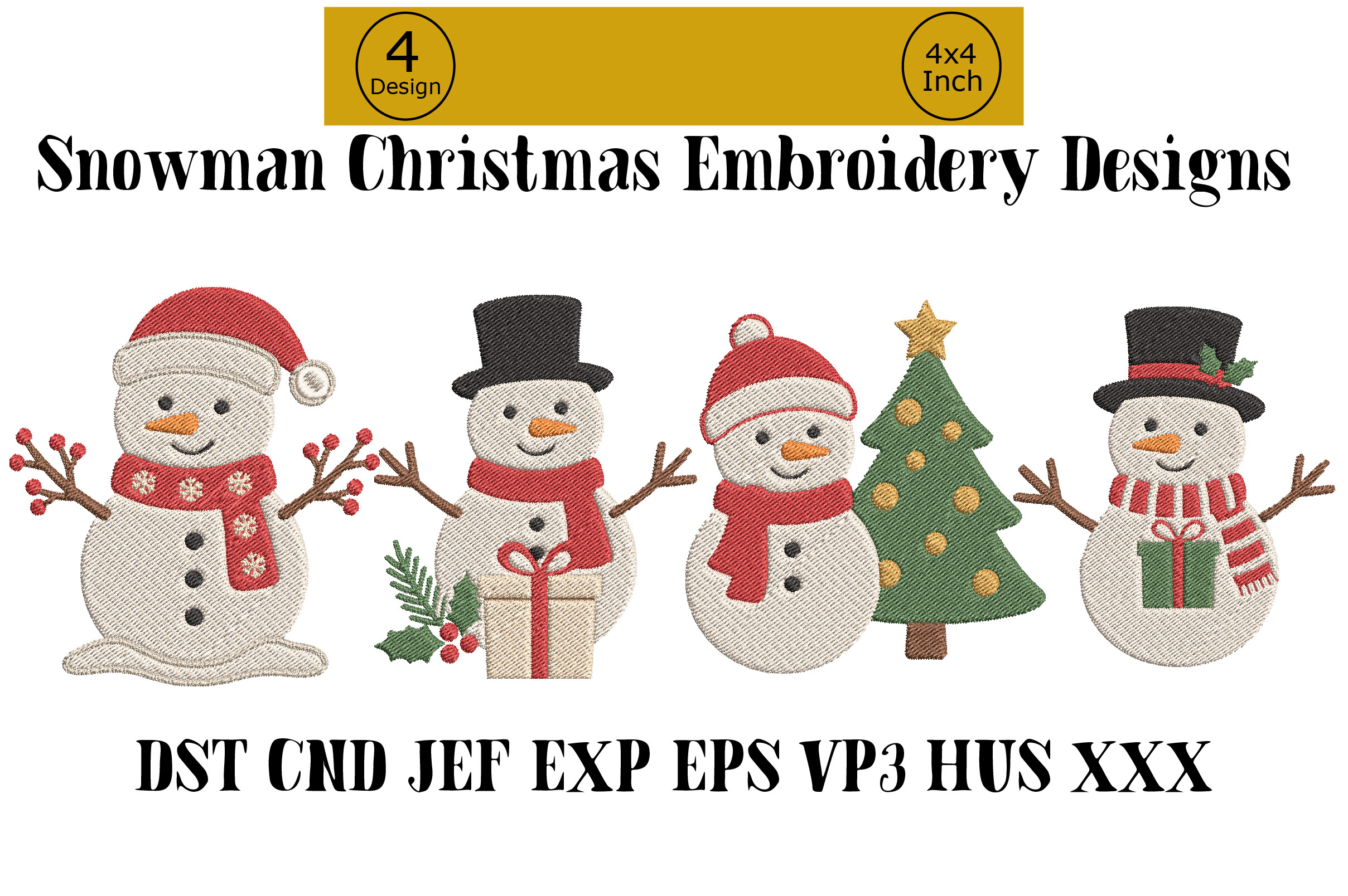 Snowman Christmas Embroidery Designs