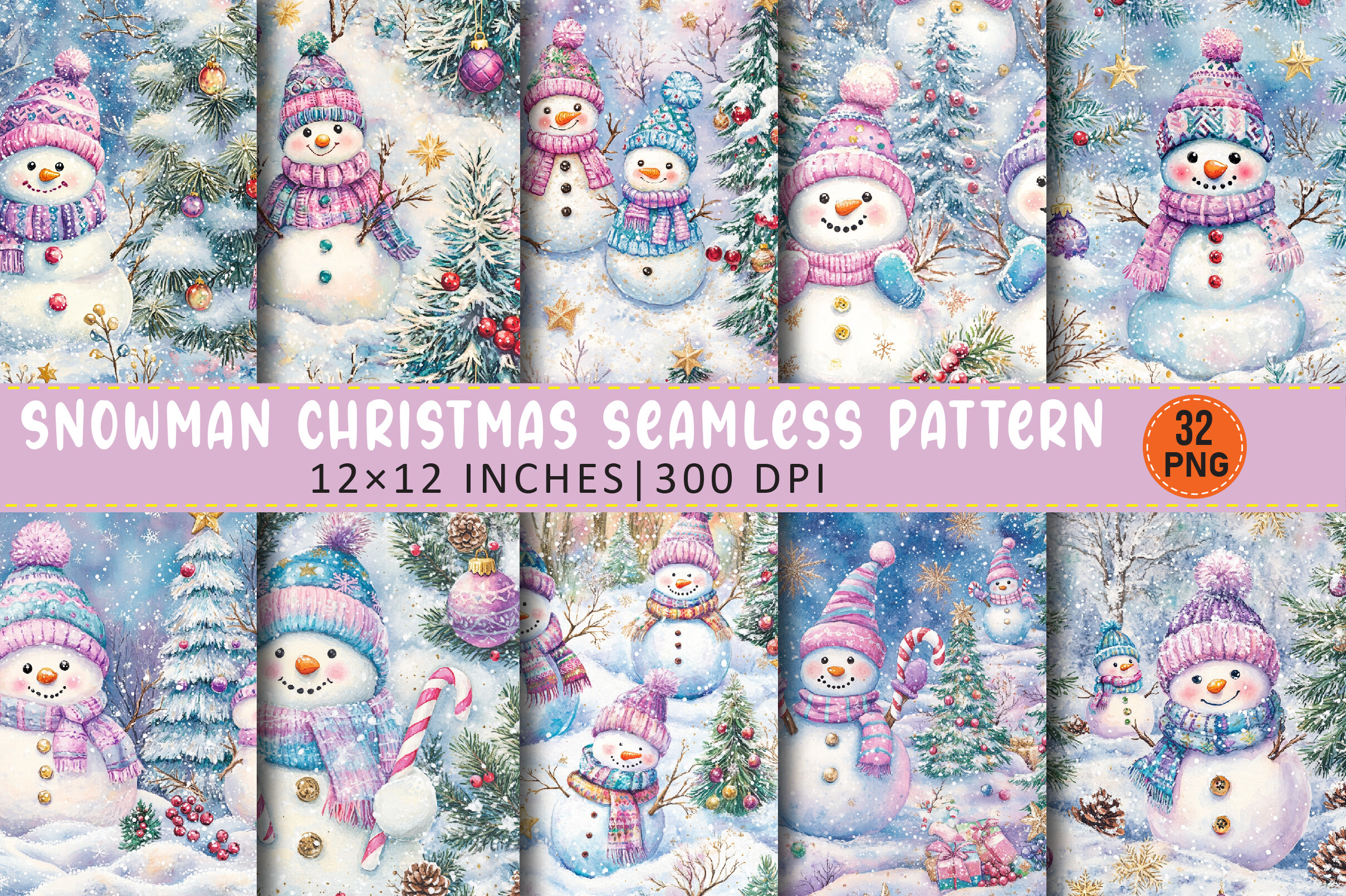 Snowman Christmas Seamless Pattern