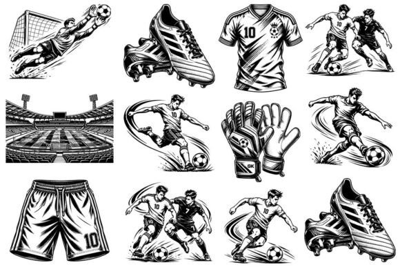 Soccer Football Line Art Bundle.