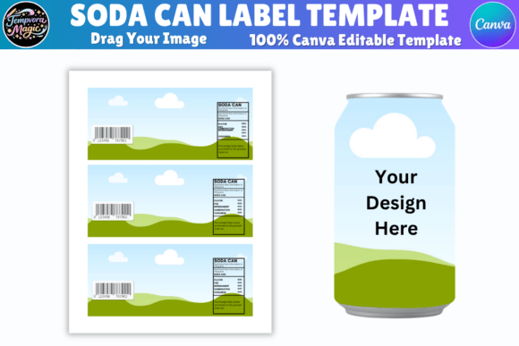 Soda Can Label Canva Template