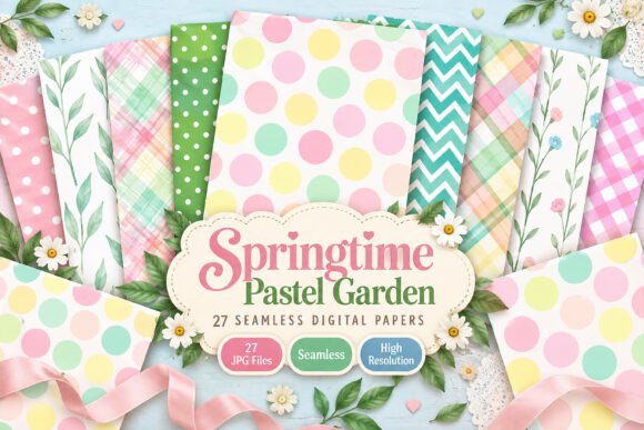 Springtime Pastel Garden Seamless