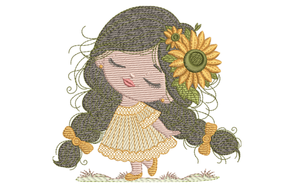 Sunflower Girl Embroidery Design